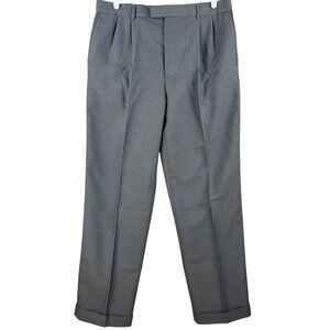 Michael Brandon Men's Charcoal Dress Pants 38x32 Pleated Front‎ Rolled Cuff Hem